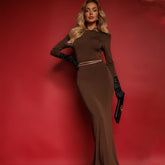 Billowing Maxi Dress - Brown