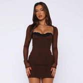 Connie Mini Dress-Brown