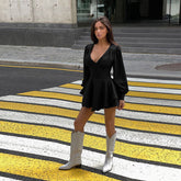 Bloom Skater Dress-Black