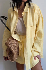 Relaxed Button Shirt Shorts Set