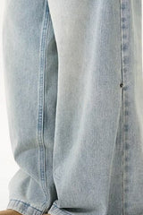 Washed Distressed Wide Leg Jean