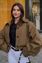 Pleated Lapel Loose Jacket