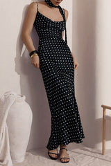 Spaghetti Strap Polka Dot Maxi Dress