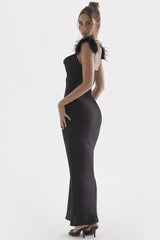 Feather Backless Bodycon Midi Dress