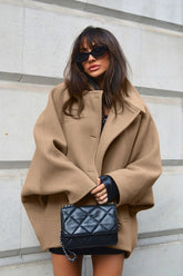 Brown Wool Batwing Coat