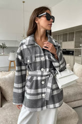 Plaid Mid-Length Wool Coat