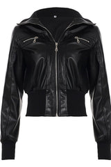 Multi Zip Faux Leather Fitted Jacket