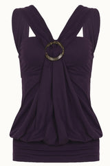 Ring Detail Ruched Halter Top