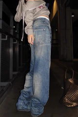 Studded Washed Wide Leg Jean