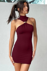 Metal Ring Strapless Mini Dress