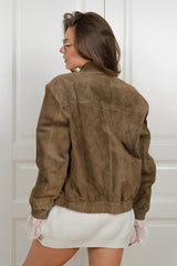 Retro Suede Stand Collar Jacket