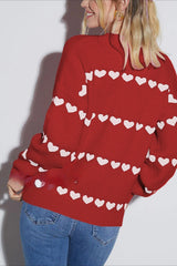 Casual Heart Graphic Knit Sweater