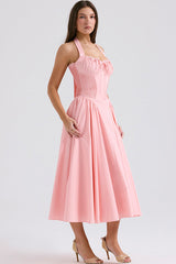 Adabella Cotton Halter Midi Sundress