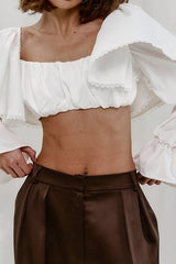 White Square Neck Blouse