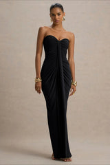 Ruched Strapless Bodycon Y2K Maxi Dress