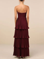 Plum Purple Strapless Tiered Maxi Dress