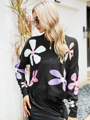 Sweet Floral Loose Crewneck Sweater
