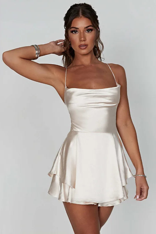 Satin Crisscross Mini Dress