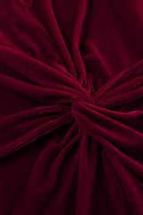 Sultry High Slit Angora Red Velvet Dress