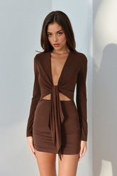 Square Neck Lace Trim Mini Dress