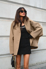 Brown Wool Batwing Coat