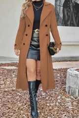 Wool Blend Lapel Double Breasted Chic Christmas Outerwear