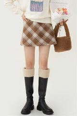 High Waist Tartan Mini Christmas Skirt