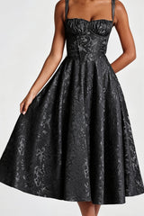 Floral Jacquard Lace Up Maxi Dress