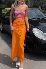 Hollow Out Backless Midi Dress