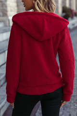 Hooded Zip Long Sleeve Fleece Loose Christmas Outerwear