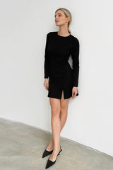 French Vintage Cutout Black Mini Dress