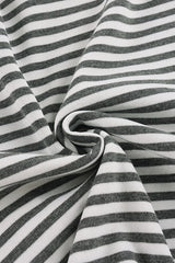Striped Lace Trim Top and Foldover Pants Set
