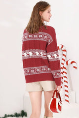 Loose Striped Jacquard Christmas Sweater