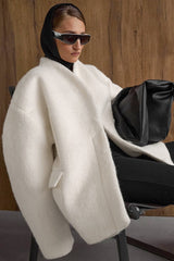 Sculptural Sleeve Wool Blend Coat