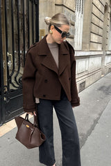 Cropped Double Breasted Belted Wool Jacket
