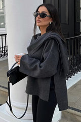 Asymmetrical Scarf Knit Coat