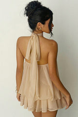 Chiffon Halter A-Line Mini Dress