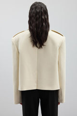 Wool Blend Epaulet Blazer Coat