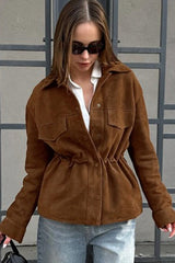 Retro Suede Lapel Slim Jacket