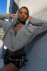 Deep V Cropped Hoodie