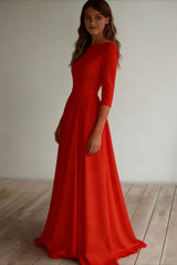 Three Quarter Sleeve Pocket Formal Dress