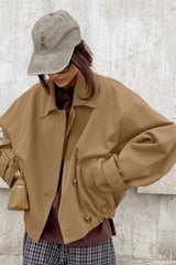 Loose Khaki Retro Trench Jacket