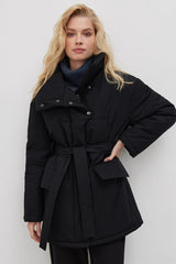 Asymmetrical Belted Cotton Coat