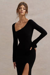 One Shoulder Split Bodycon Maxi Dress