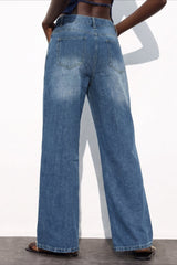 Side Snap High Waist Wide Leg Jeans