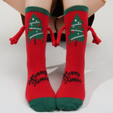 Holding Hands Mid Calf Cotton Warm Christmas Socks