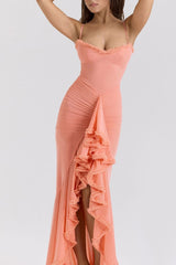 Stretch Mesh V-Neck Cami Midi Dress