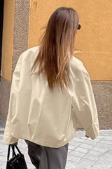 Khaki Cotton Lapel Casual Jacket