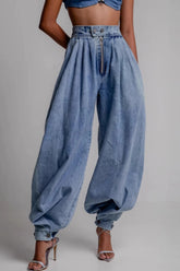 High Waist Zip Jogger Jean
