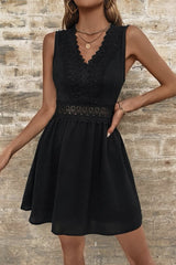Patchwork Lace Short A-Line Boho Dress